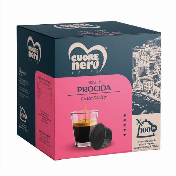 100 Black Heart Kaffeekapseln Procida Blend Intensiver und cremiger Geschmack Dolce Gusto Kompatibilität 