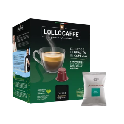 100 Nespresso-kompatible Lollo-Kaffeekapseln Dek Espresso Blend