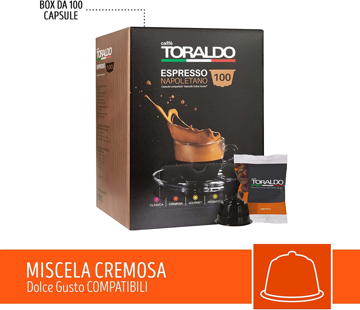 TORALDO BOX 100 CREMOSA 100 CIALDE MISCELA CREMOSA